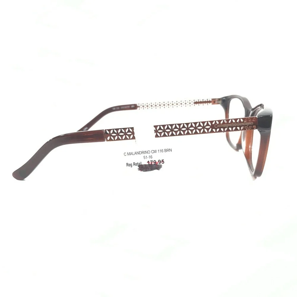 Catherine Malandrino Eyeglasses Frames CM 116 BRN Clear Brown Cat Eye 51-16-135